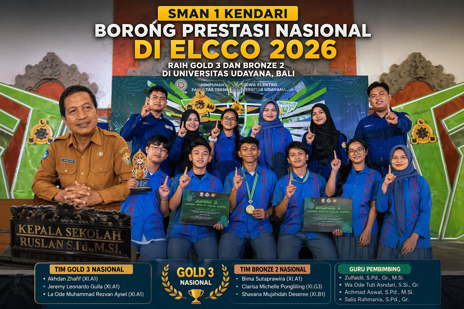 Siswa-Siswi SMAN 1 Kendari Borong Penghargaan Gold dan Bronze di Ajang Nasional ELCCO 2026